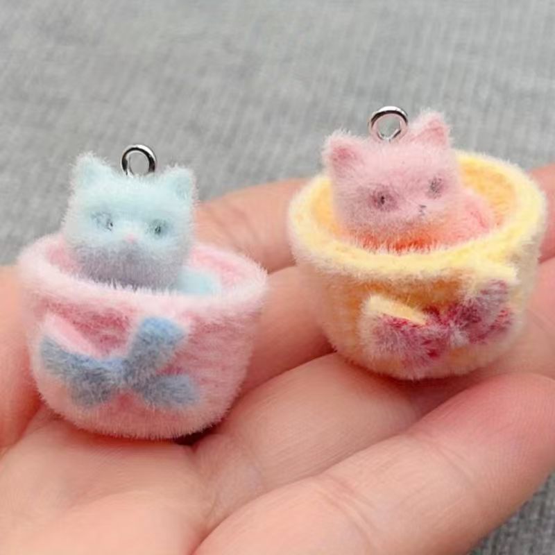 Resin Art Box - จี้แมวเรซิน 3D แบบนุ่ม 4 ชิ้น สำหรับทำเครื่องประดับ