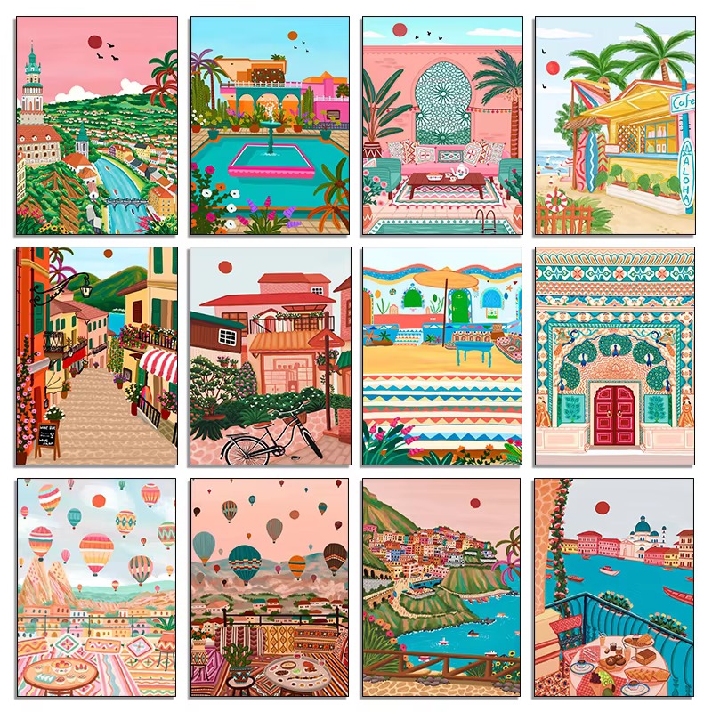 Resin Art India - ภาพเพชรตกแต่งสไตล์นอร์ดิก โมร็อกโก มาร์ราเกช คัปปาโดเกีย อินเดีย เกท