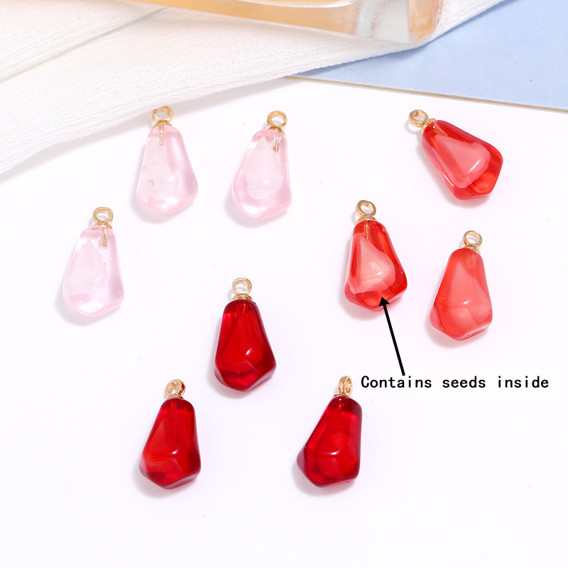 Resin Art Kits For Adults - จี้เรซิ่นรูปเมล็ดทับทิม 10 ชิ้น สำหรับทำต่างหู สร้อยคอ สร้อยข้อมือ