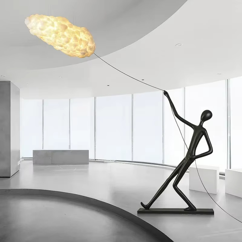 Resin Art On Floor - ประติมากรรมตัวอักษรเรซิ่น LED โคมไฟชั้น Cloud Art Design