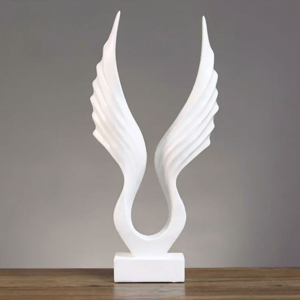 Resin Art Ideas - ของตกแต่งรูปปีกนางฟ้าดีไซน์สร้างสรรค์ งานประติมากรรมเรซินสีทองและสีขาว ของตกแต่งบ้านที่หรูหรา สำหรับโต๊ะทำงานในห้องอ่านหนังสือ ของขวัญศิลปะสมัยใหม่