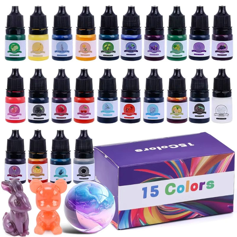Resin Color Paste - สีผสมเรซิ่นอีพ็อกซี่ 24 สีสดใส สีผสมเรซิ่นอีพ็อกซี่ชนิดน้ำเข้มข้นสูง สีผสมเรซิ่นโปร่งแสงสำหรับงานศิลปะ DIY