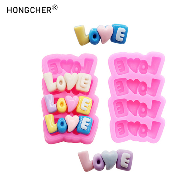 Resin Art Letters - แม่พิมพ์ซิลิโคนรูปตัวอักษร LOVE สำหรับทำเคสมือถือ DIY เครื่องประดับผม เครื่องประดับเรซิ่น
