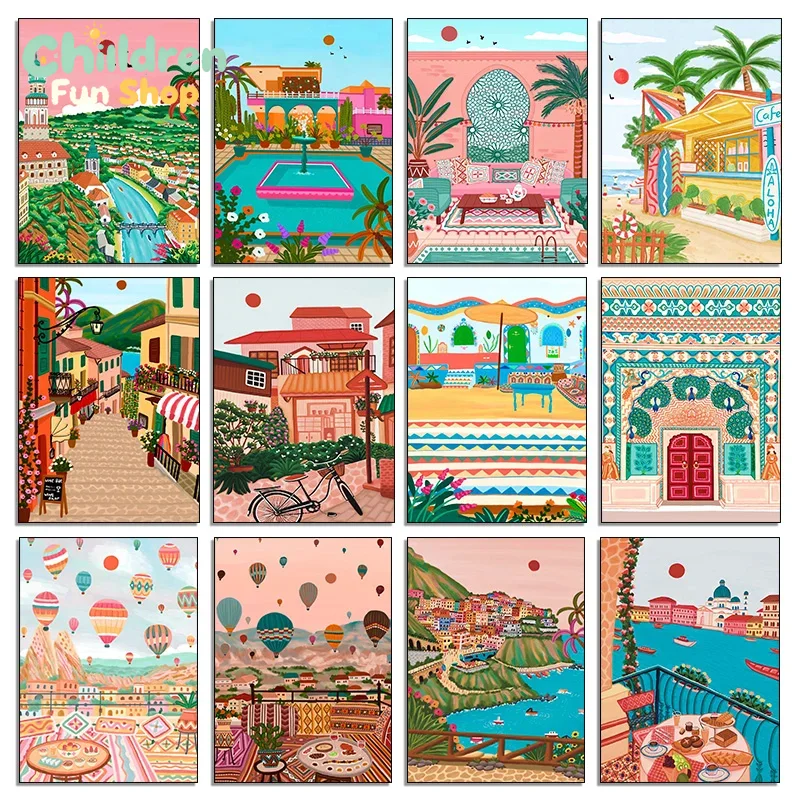 Resin Art India - นอร์ดิก มาร์ราเกช คาปปาโดเซีย อินเดียเกต โปสเตอร์เมืองท่องเที่ยว ภาพทิวทัศน์