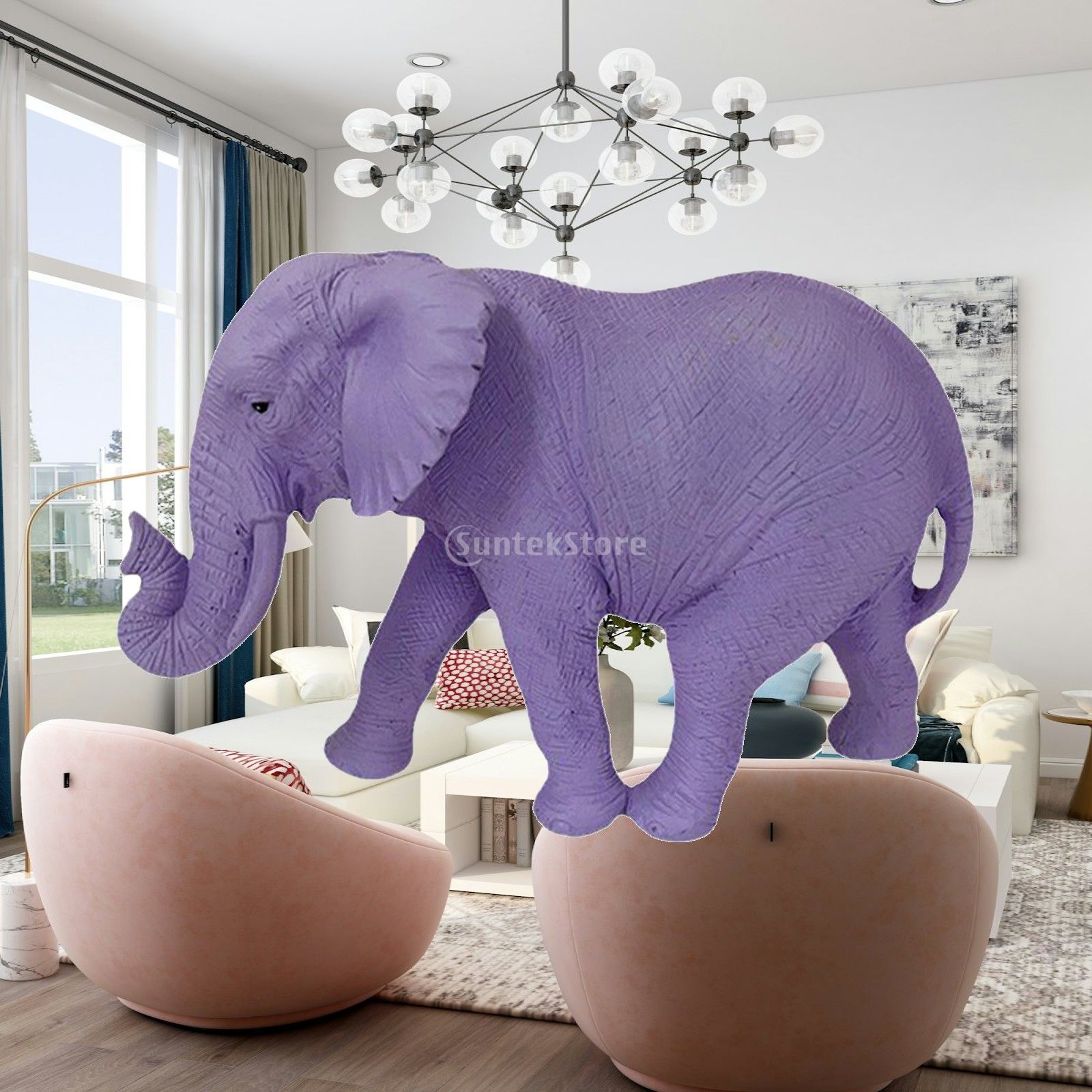 Resin Art Dining Table - รูปปั้นช้างตกแต่งโต๊ะ งานศิลปะรูปช้างสำหรับห้องรับประทานอาหาร โต๊ะทำงาน ตู้โชว์