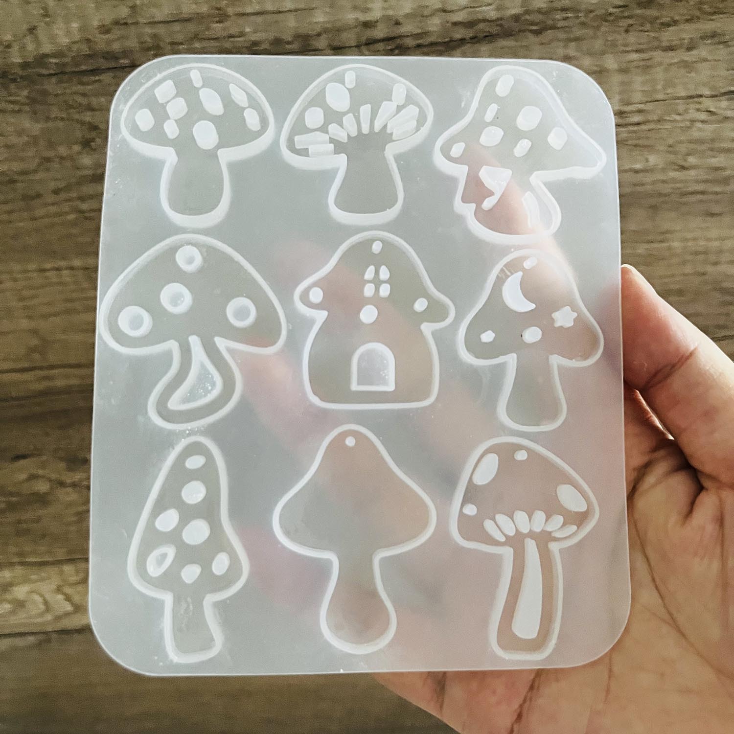Resin Art Letters - หลายสไตล์เห็ดต่างหูจี้ Perforated แม่พิมพ์ซิลิโคน DIY Handmade พวงกุญแจเครื่องประดับทําอีพ็อกซี่เรซินแม่พิมพ์