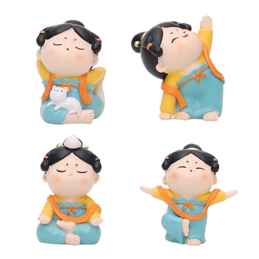 Resin Art Studio - รูปปั้นโยคะผู้หญิงจีนน่ารัก รูปปั้นสไตล์โบราณ งานประติมากรรมทำมือ งานศิลปะขนาดเล็ก สำหรับตกแต่งชั้นวางหนังสือหรือสตูดิโอ