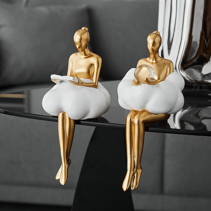 Resin Art Dining Table - รูปปั้นนักบัลเลต์บนเมฆ ศิลปะนามธรรม ตกแต่งโต๊ะอาหารสมัยใหม่ ของตกแต่งบ้าน ดีไซน์สวยงาม งานฝีมือ