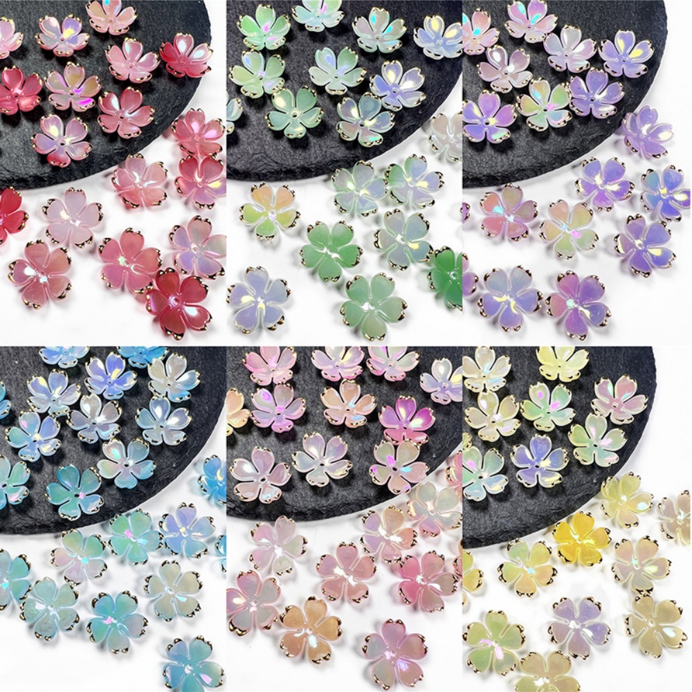 Resin Art Box - 50 ชิ้น/ล็อต ลูกปัดอะคริลิคดอกซากุระขนาด 19 มม. ชิ้นส่วนตกแต่งรูปกลีบดอกไม้