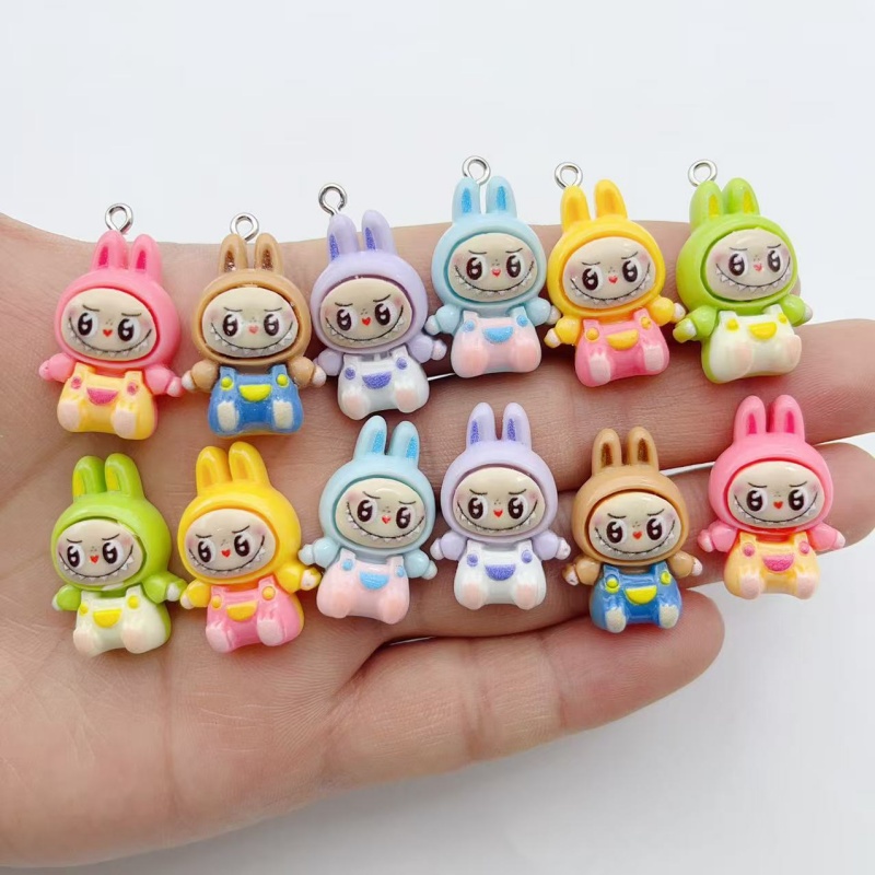 Resin Art Box - ชาร์มเรซิ่นรูปบ้านกระต่ายสตรอว์เบอร์รี่น่ารัก 10 ชิ้น จี้รูปสัตว์การ์ตูนน่ารักสำหรับต่างหู พวงกุญแจ ทำเครื่องประดับ