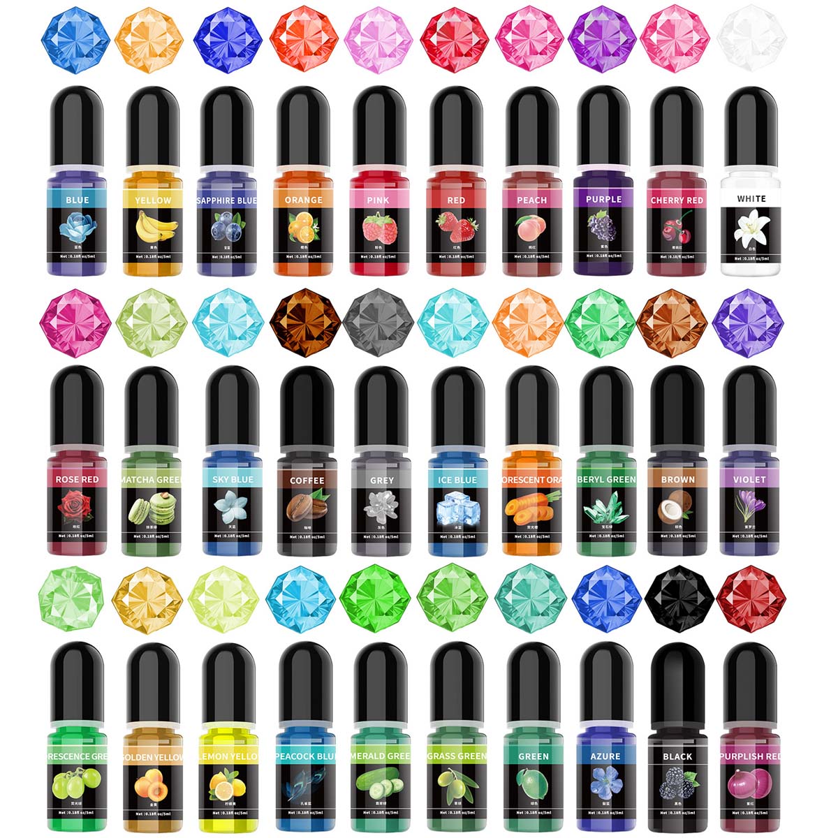 Resin Art Letters - 5 ml/ขวดอีพ็อกซี่เรซิ่นPigment Liquid Colorant Dye Universalอีพ็อกซี่เรซิ่นPigmentสําหรับUV