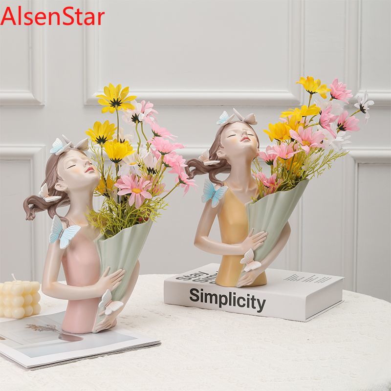 Resin Art Dining Table - แจกันดอกไม้สไตล์นอร์ดิก ของตกแต่งบ้าน สร้างสรรค์ สำหรับห้องนั่งเล่น โต๊ะอาหาร ระเบียง