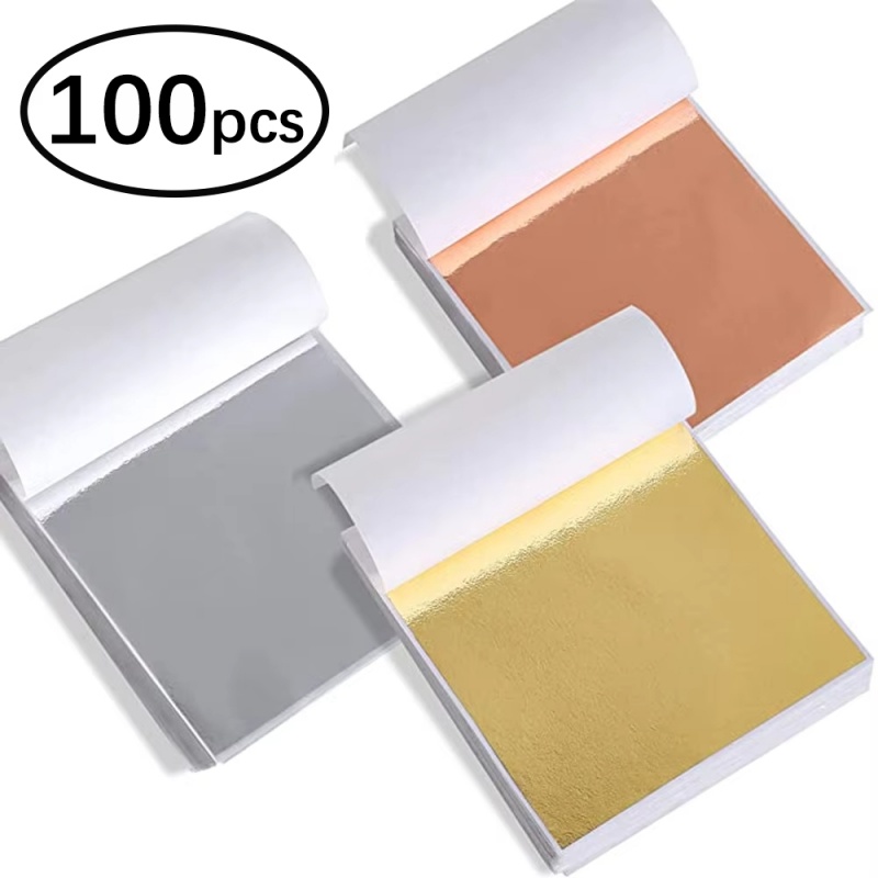 Resin Art For Wedding Gift - กระดาษฟอยล์ทองแดงสีทอง/เงิน/ทองเหลือง 100 แผ่น สำหรับงาน DIY เรซิ่น