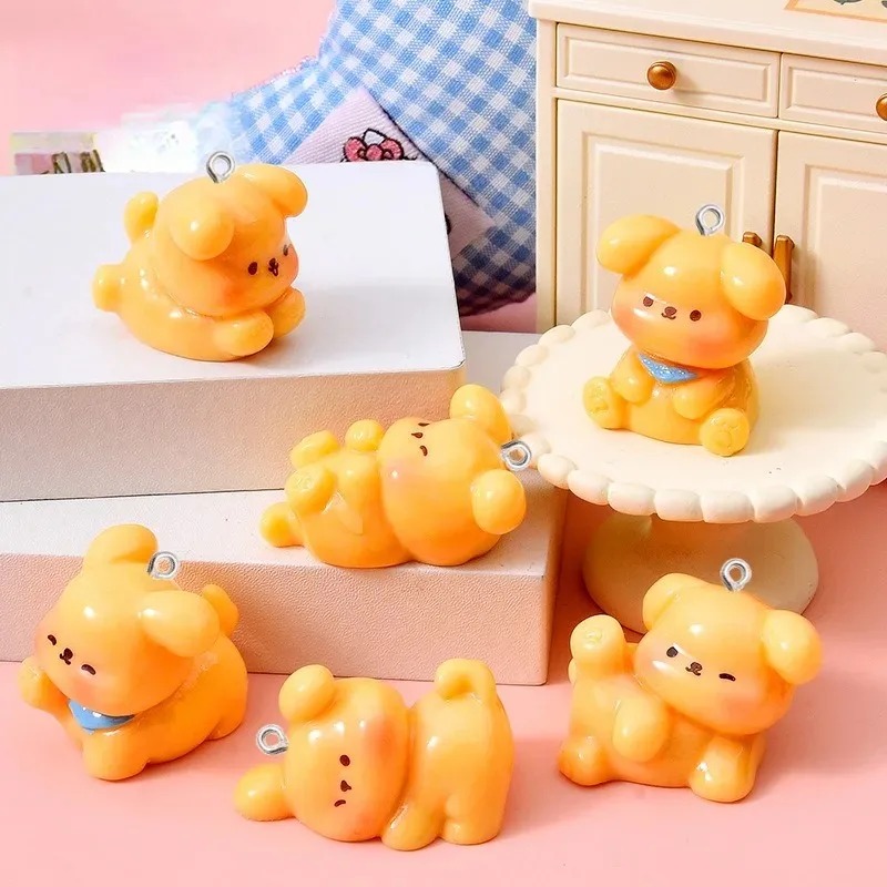 Resin Art Box - 10 ชิ้น จี้อะคริลิกเรซินรูปสุนัขการ์ตูนน่ารัก ขนาดเล็ก สำหรับทำเครื่องประดับ DIY