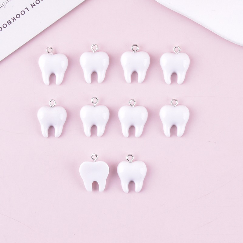 จี้เรซิ่นรูปฟันสีขาวน่ารัก 10  - Resin Art Box บทวิจารณ์และราคา