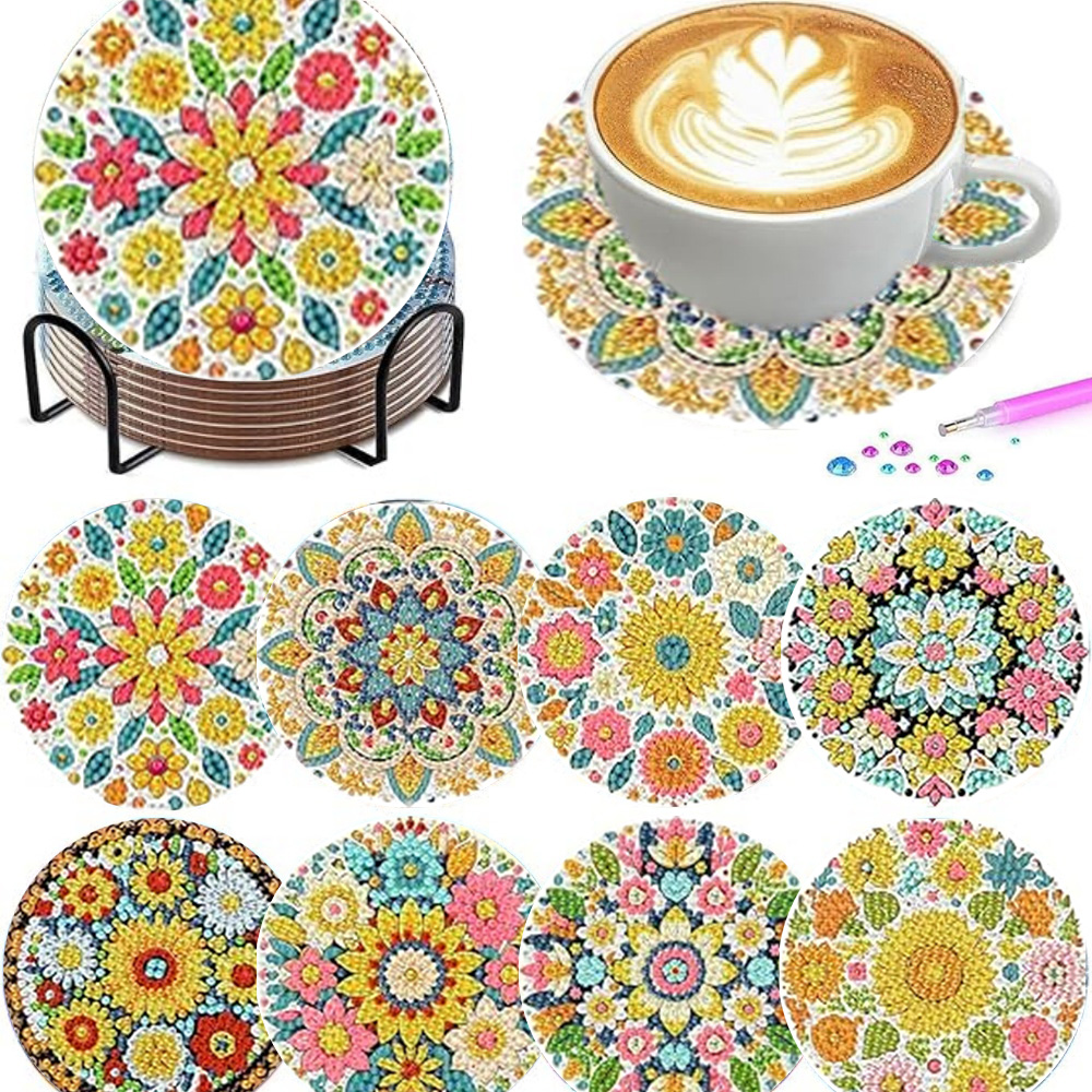 ชุด 8 ชิ้น/ชุดที่รองแก้วลายเพช - Resin Art Flower บทวิจารณ์และราคา