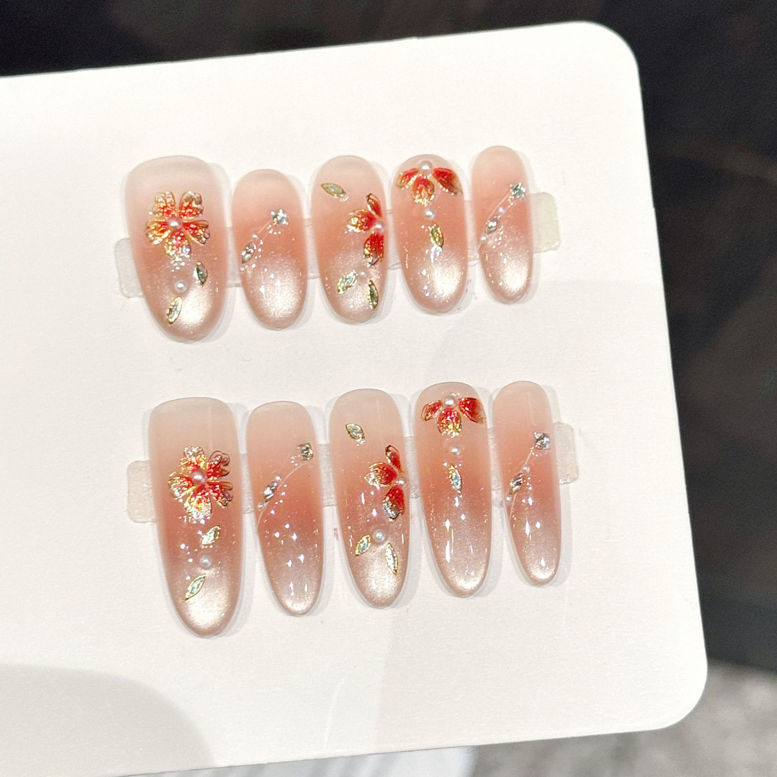 เล็บปลอมทำมือ 10 ชิ้น กดติดเล็ - Resin Art Flower บทวิจารณ์และราคา